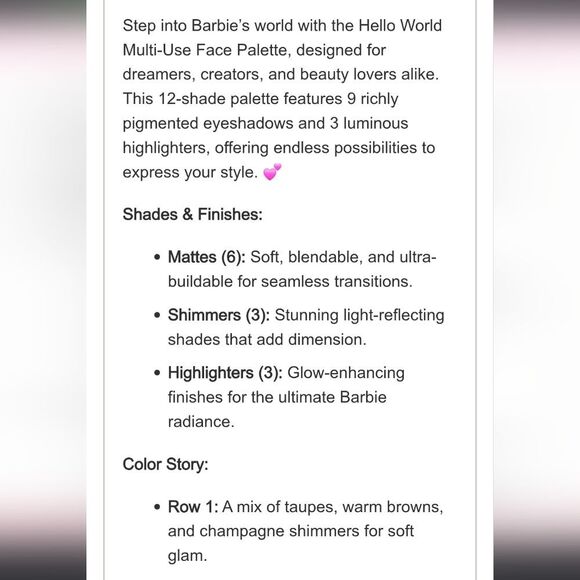 Beauty Creations X Barbie Hello World Shadow Palette - Picture 9 of 10